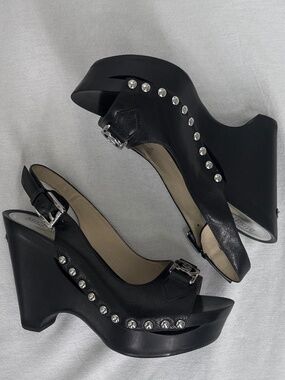 Michael Kors Leather Slingback Wedge
